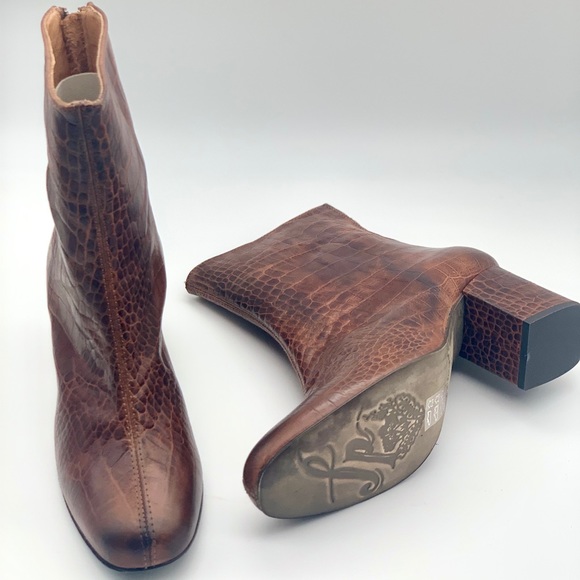 Free People Cecile Croc-Print Leather Ankle Bootie - Picture 10 of 11